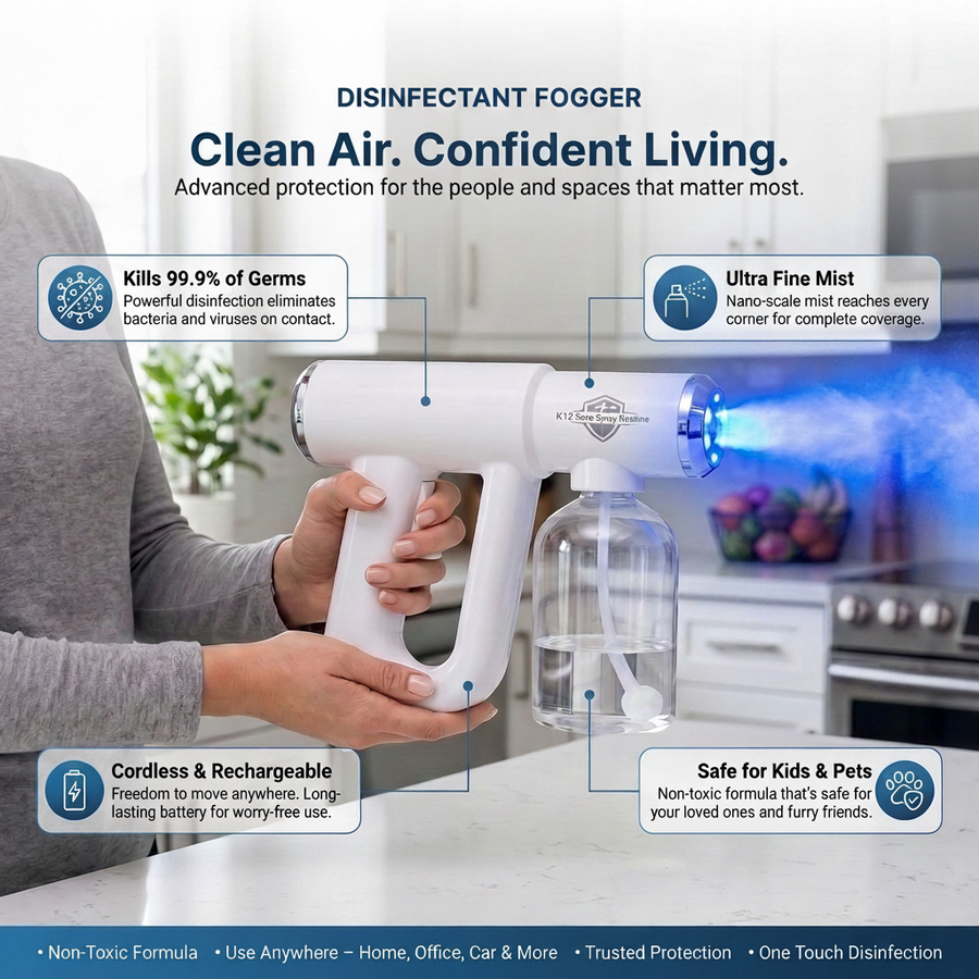 FogPro™ Nano Disinfectant Sprayer – Professional ULV Atomizer with Blue Light & USB-C Rechargeable Battery