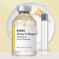 KOEC Deep Collagen Silk Peptide Facial Ampoule with syringe on a beige background