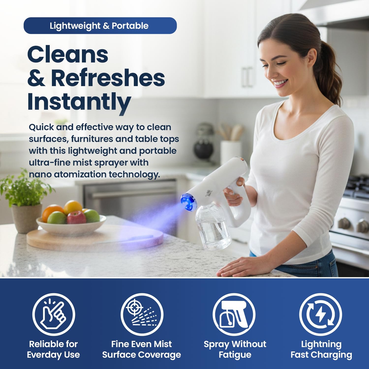 FogPro™ Nano Disinfectant Sprayer – Professional ULV Atomizer with Blue Light & USB-C Rechargeable Battery
