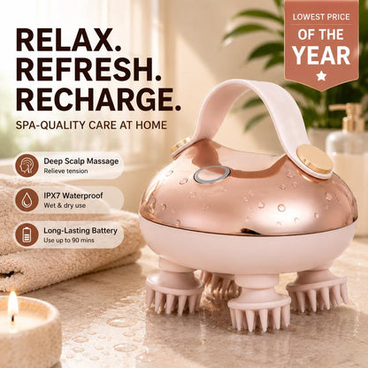 Electric Octopus Head Massager – Deep Scalp Massage for Stress Relief, Headache & Hair Growth | IPX7 Waterproof