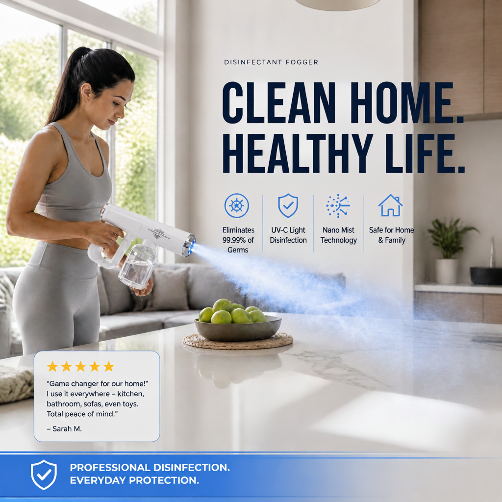 FogPro™ Nano Disinfectant Sprayer – Professional ULV Atomizer with Blue Light & USB-C Rechargeable Battery