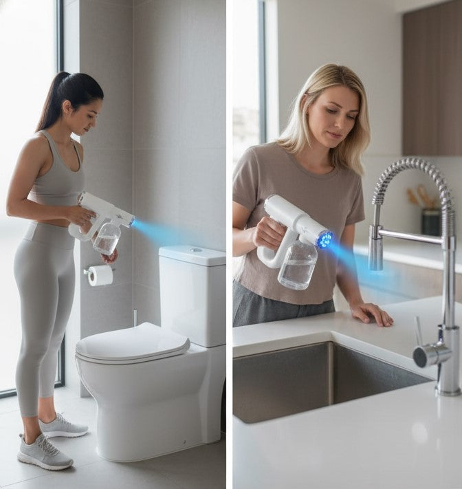 Pro Sanitizer Spray Gun – Blue Light & Ultra-Fine Mist